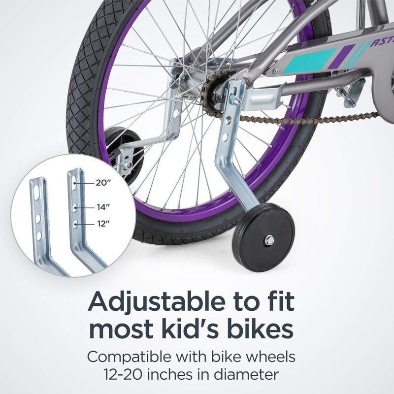 Schwinn Training Wheels, Fits 12 - 20 Inch Kids Bikes, Includes Mounting Hardware, Adjustable Steel Brackets, Detachable, Fun Sticker Decals, Easy to Install, Training Wheels for Kids Bike - Image 3